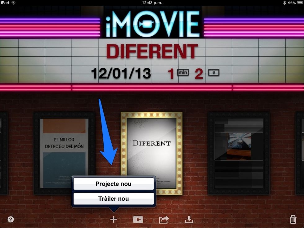Un cop oberta l'aplicaci\u00f3, fem tap al signe de "+" i fem tap a "projecte nou".