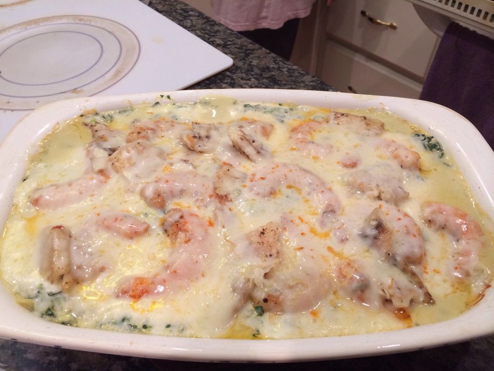 uncover and place under a low broiler.. for 4 min..