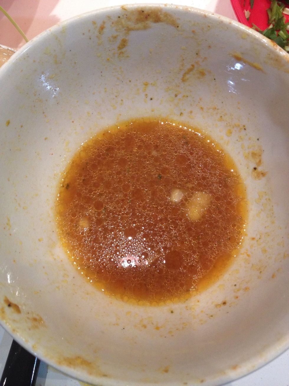 Uncover the chicken & Pour out the access water forming at the bottom into a bowl.