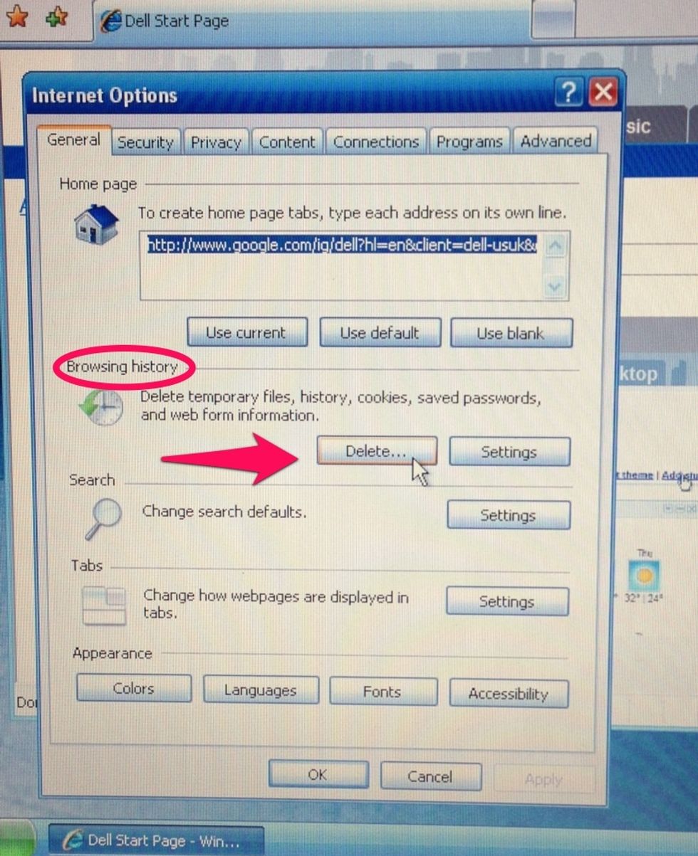 Under browsing history select delete