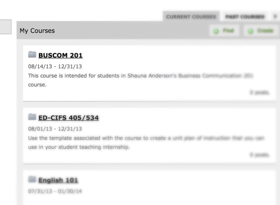 Under My Courses, select the course that you want to make an e-Portfolio for from the list of courses.