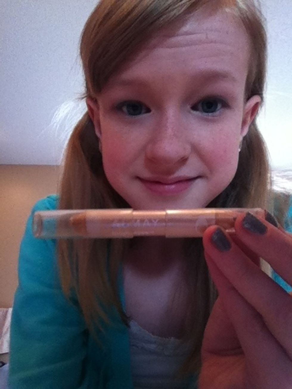 Under my eyes (like an eyeliner) I apply Almay eye brightener. I use the white tip.