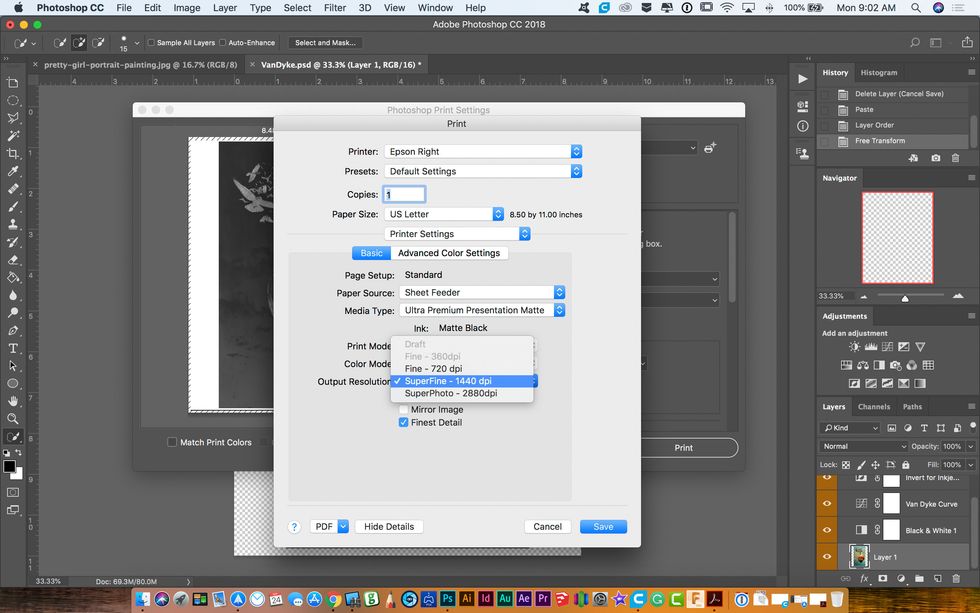 Under the Output Resolution pulldown select "SuperFine-1440 dpi."