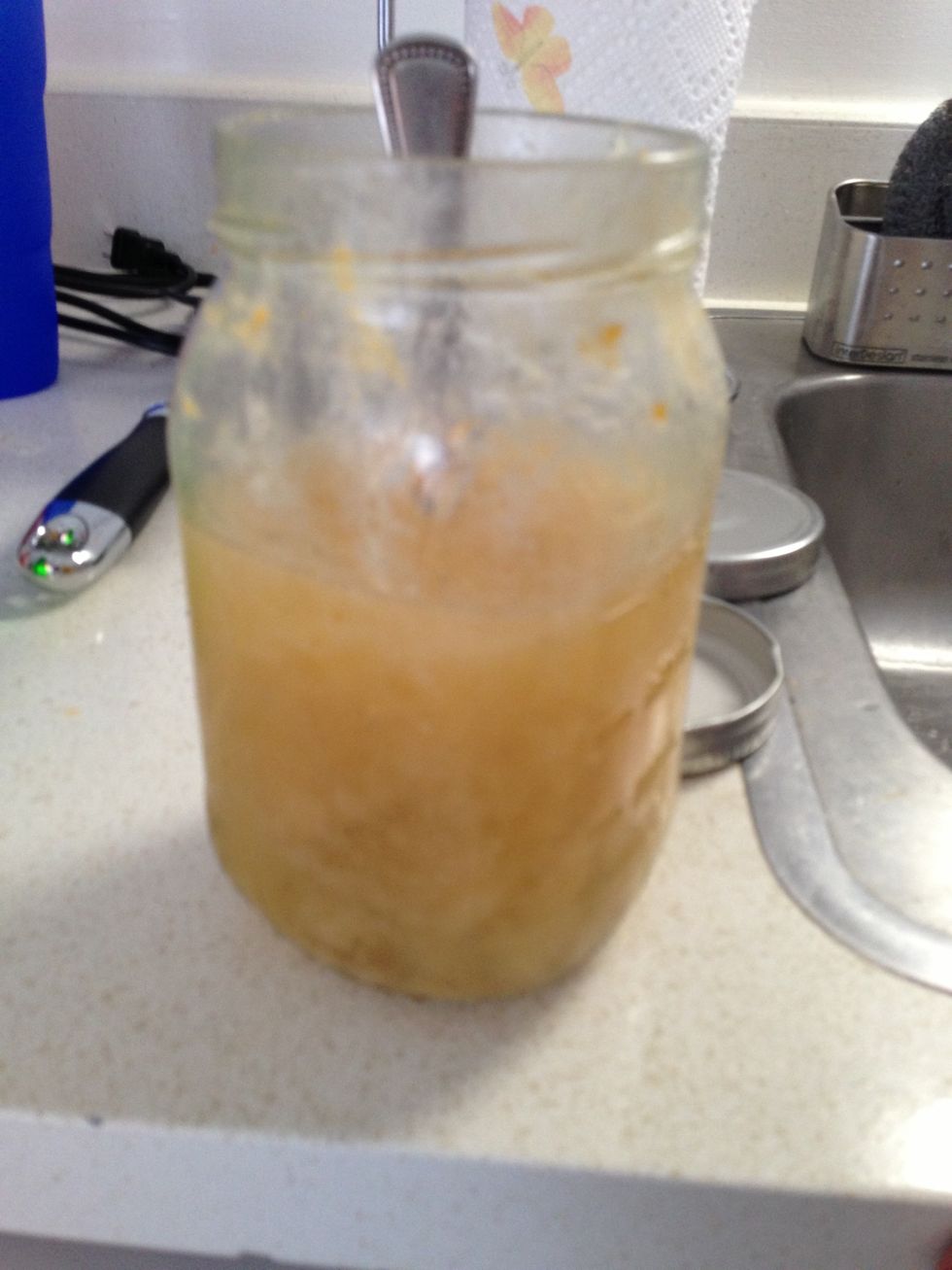 Underneath is chicken Jello. Try and separate the clear from the fatty. But if all else fails just go with it.