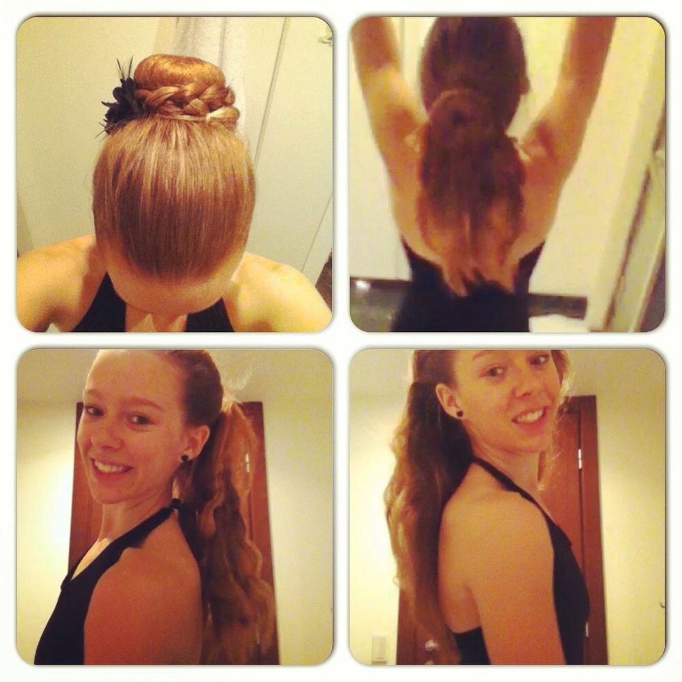 Undoing the bun. Your hair will be super wavy!