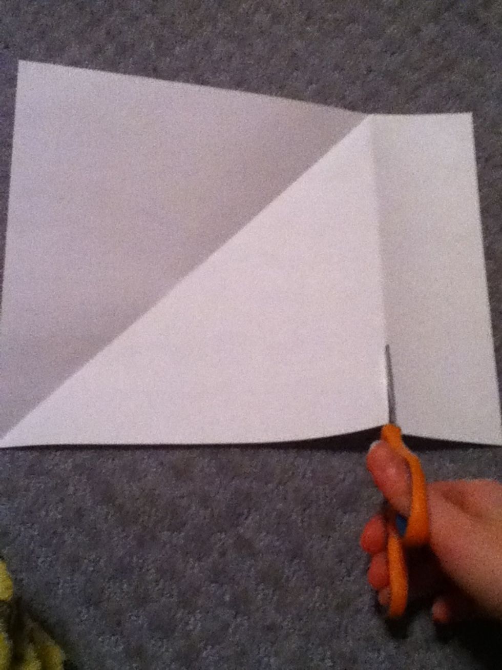 Unfold everything and cut along the line to create a square. Do that to all six papers
