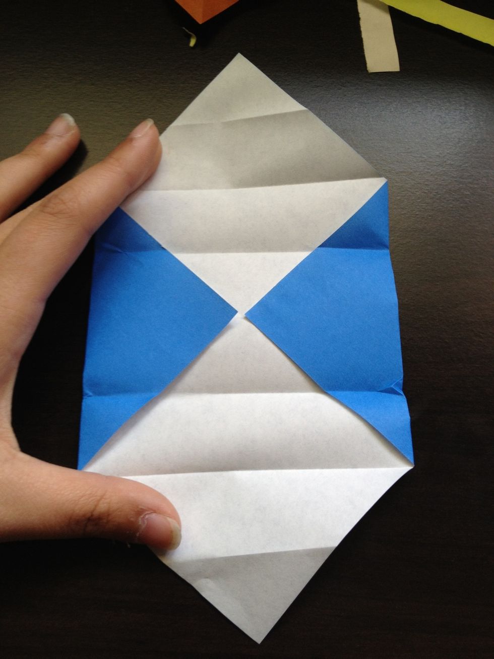 Unfold the 2 triangles so that it looks like this.