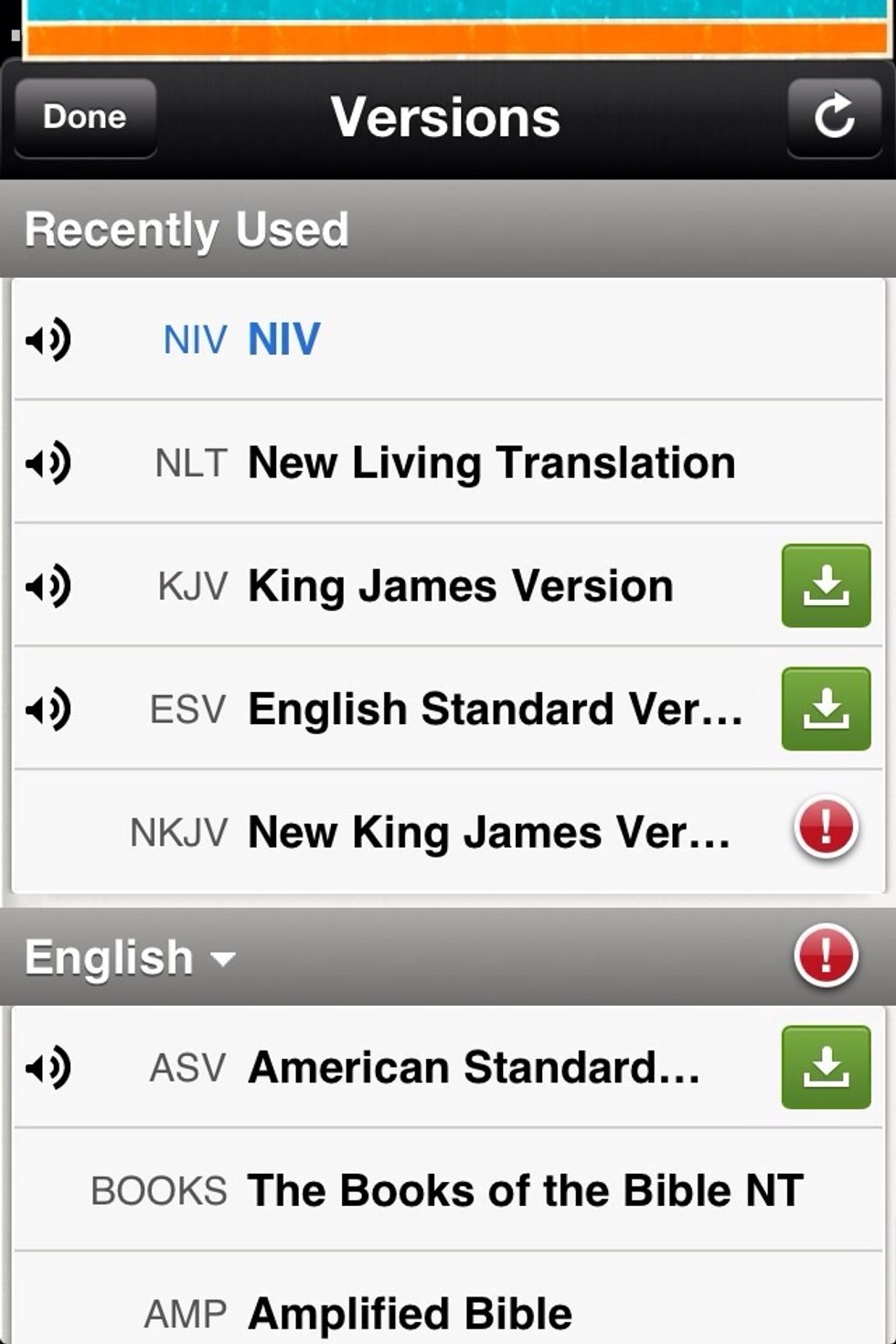 Unfortunately, not all versions of the Bible have a listener's Bible, as pointed out to me by a fellow user. Only those with the speaker icon have a listener's Bible.