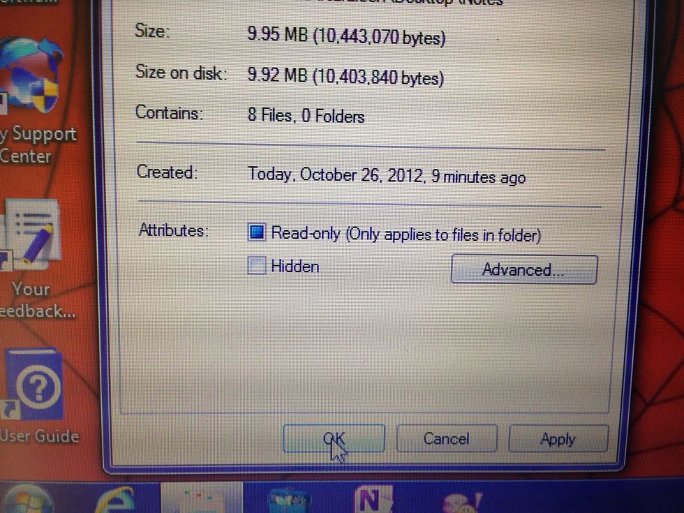 Unhide the folder by clicking the hidden box under the attributes area.