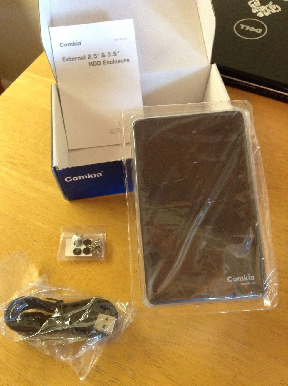 Unpack your product. Case, screws, USB cord.