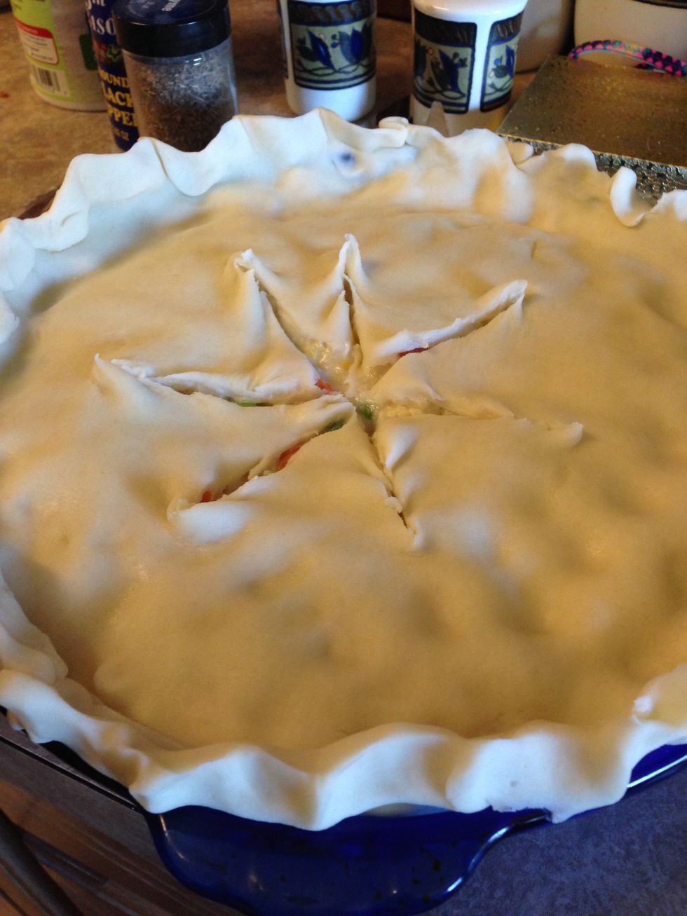 Unroll remaining pasty and place over the filling. Seal and flute edges, cut slits in top