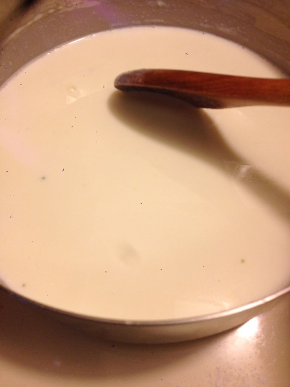Until all milk as been added and roux is smooth.