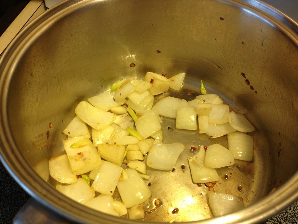 ..until tender and translucent. Add in the garlic.