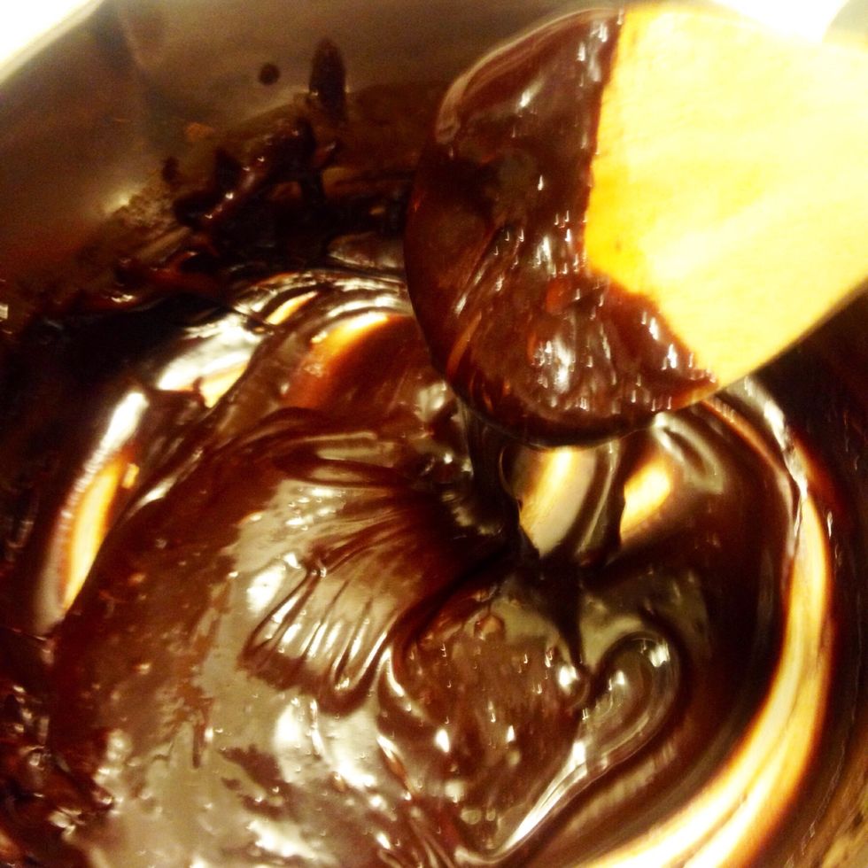 ...until you get this fudge-looking rich consistency, and the frosting is spreadable without being too liquid. If it's still too liquid, the frosting will drip down the cookies and make a big mess -_-