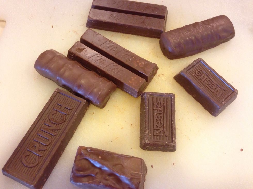 Unwrap chocolates.
