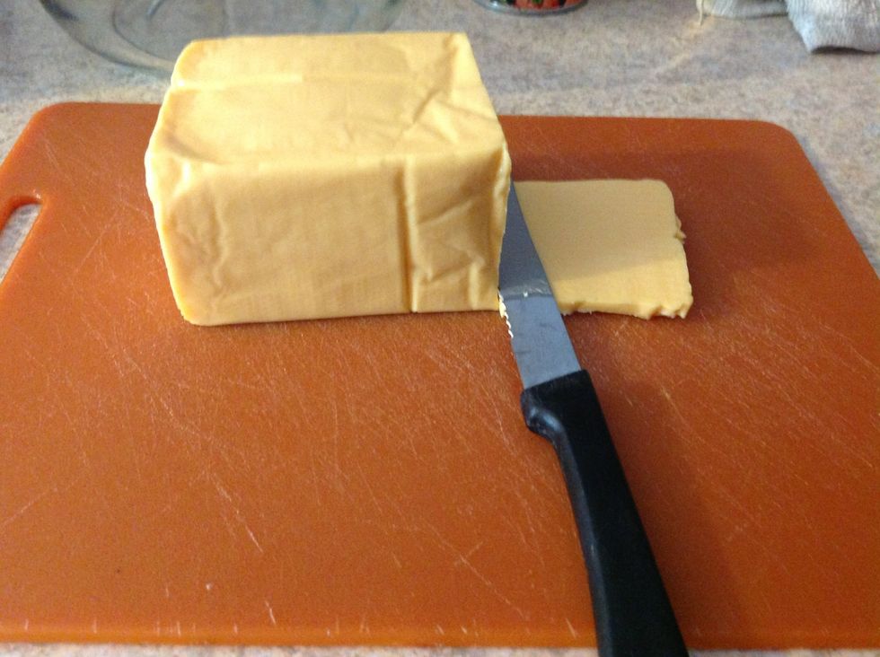 Unwrap velveeta and start cutting in to slices as shown