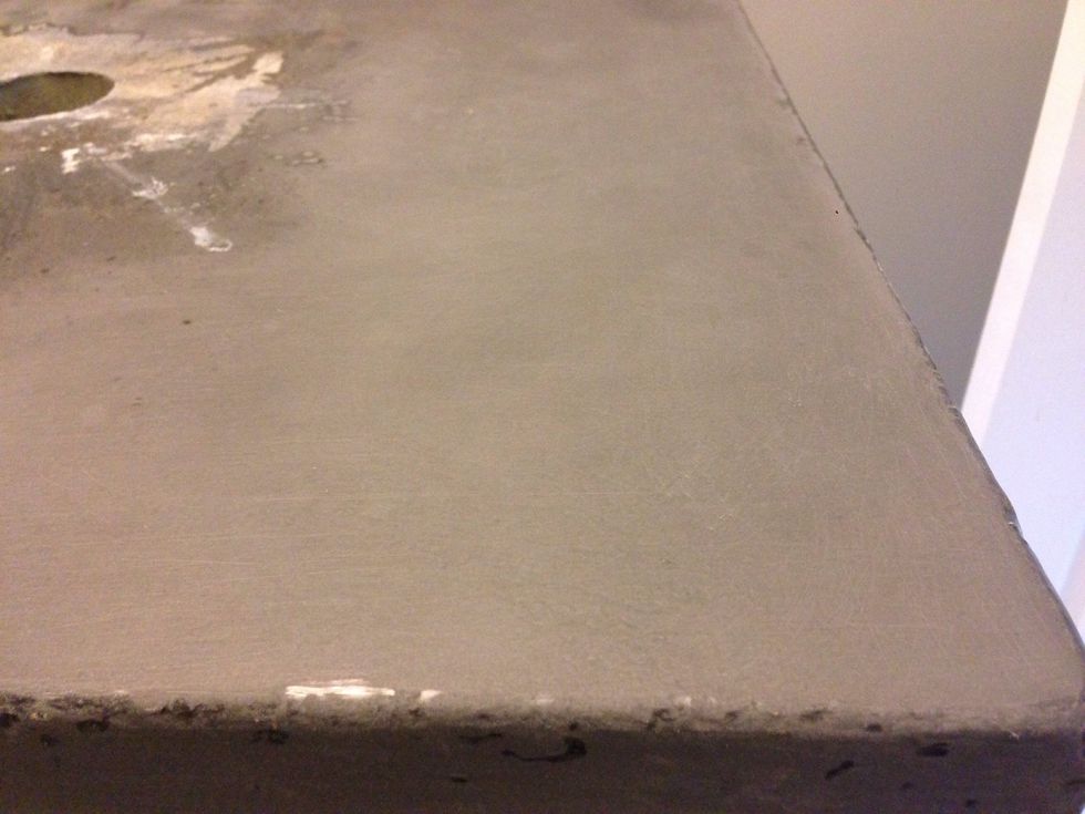 Update! We decided to use the palm sander to give the countertop a matte finish!