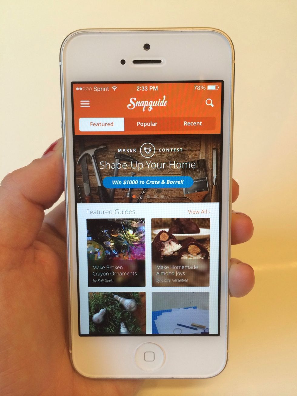 Update your Snapguide app (version 1.7.5 for iPhone, version 1.7.7 for iPad) and head to the Explore section. You will now see a contest at the top of the featured tab!