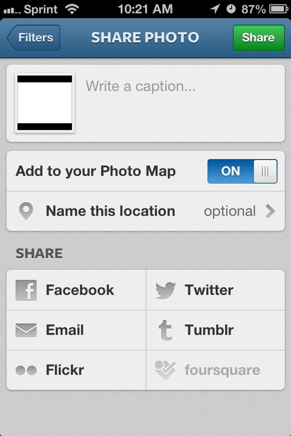 Upload an Instagram picture but do not share it just yet