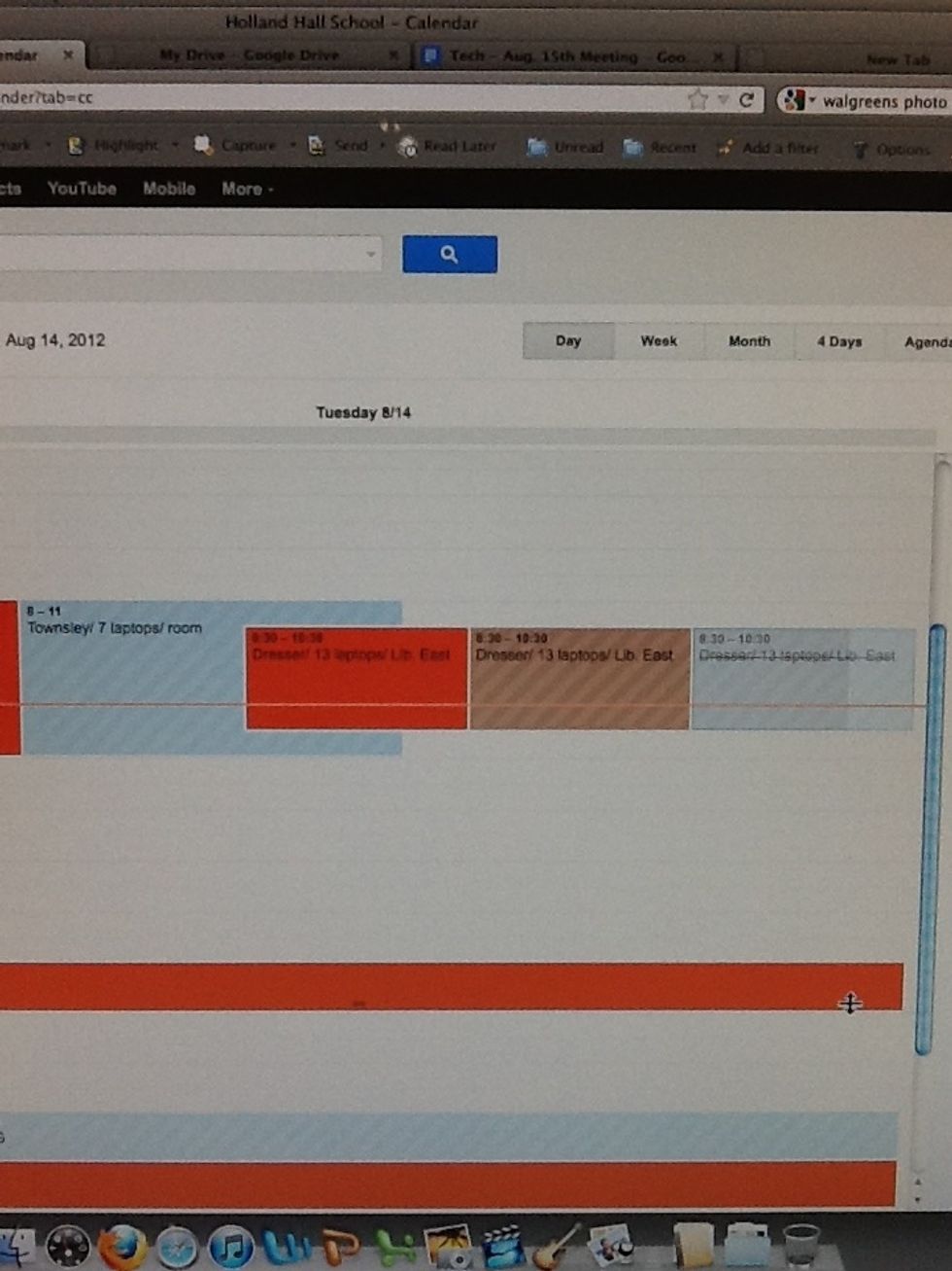 Upon looking at the calendar- we see that Mrs. Dresser has 13 laptops reserved, but there is a line through her reservation because the laptops were already reserved.