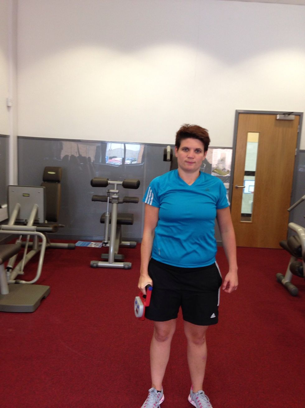 Upon your hand reaching the line of your hip a measurement can be taken. Again the participants arm must remain straight at all times.