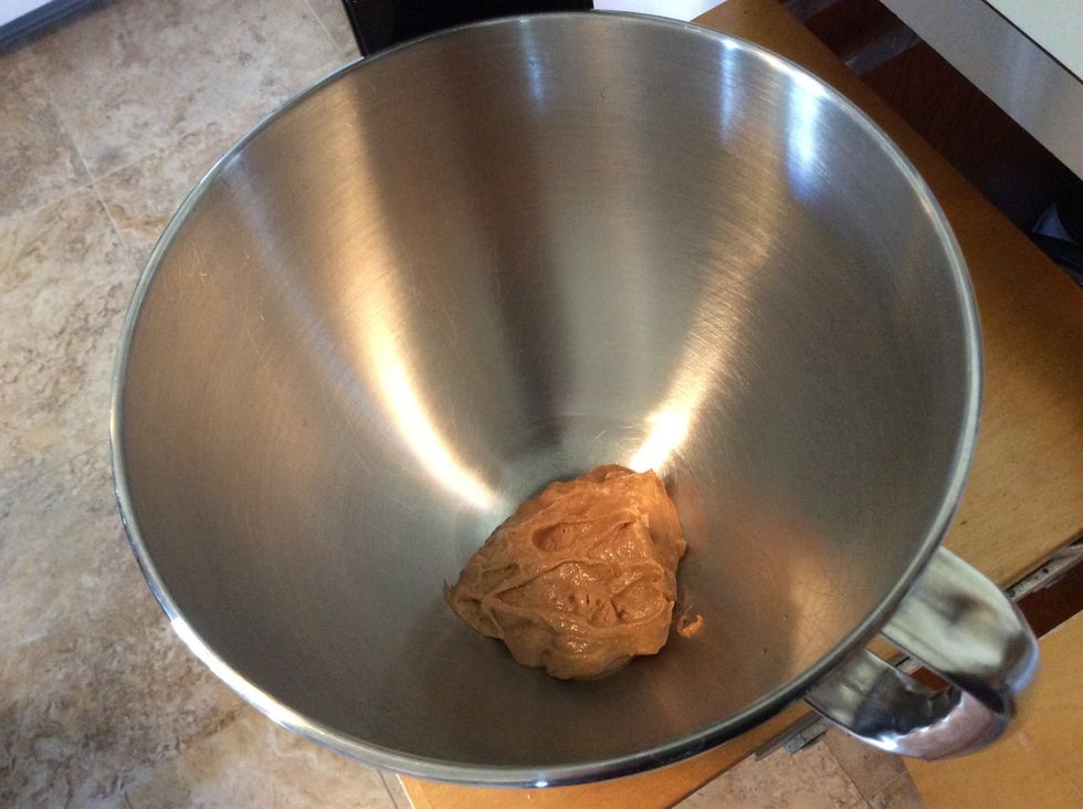 Use 1/2 cup of peanut butter. Place in mixer bowl.