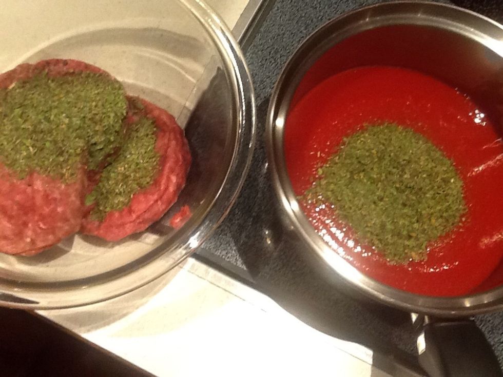 Use 1/2 the spice mix in the beef and 1/2 in the sauce. Heat the sauce over low heat.