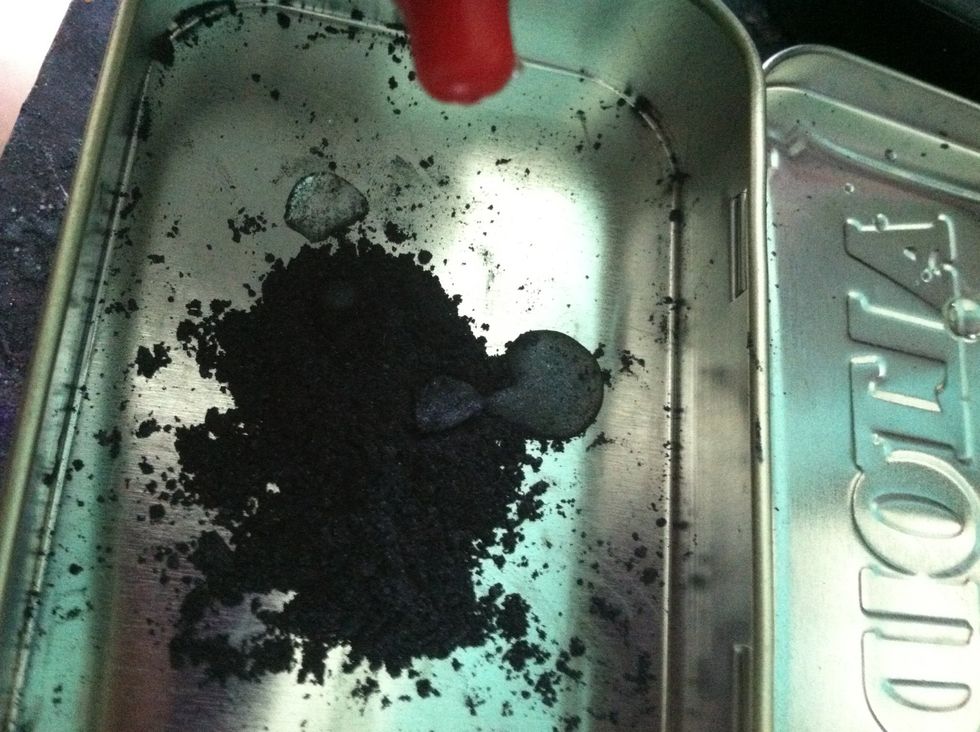 Use 3 drops of glycerin, eye drops, OR eye contact solution to start. Make sure you balance out the powder and liquids.