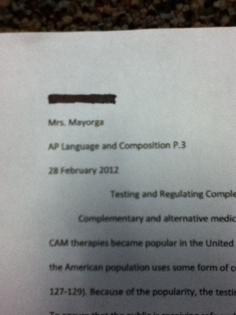 Use a 4 line heading with your name, your teacher, your class, and the date.