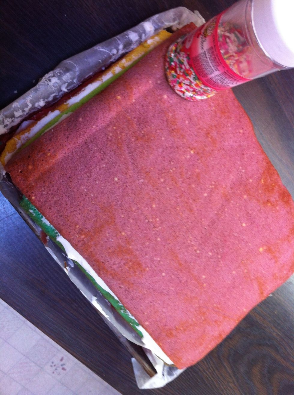 Use a biscuit cutter, a cup, or the sprinkles jar (like I'm using) to cut out the cylinders. If you use the sprinkles jar, cut around it with a knife.