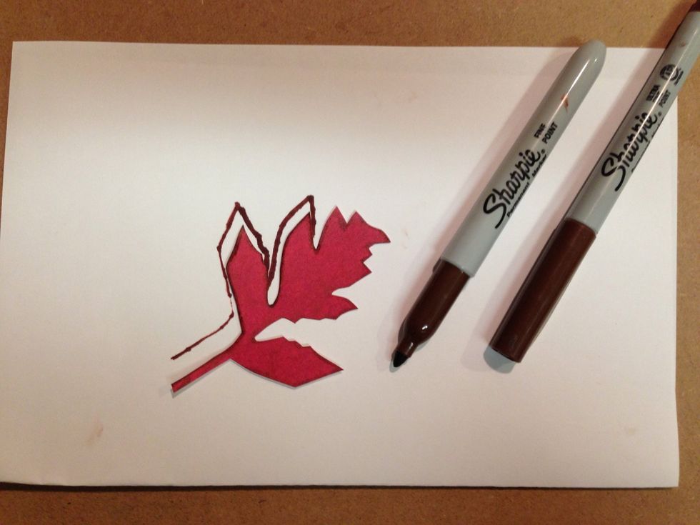 Use a brown marker (I love sharpies!) to outline the leaf. Allow some of the marker to color the edges. This will darken the edges and give depth.