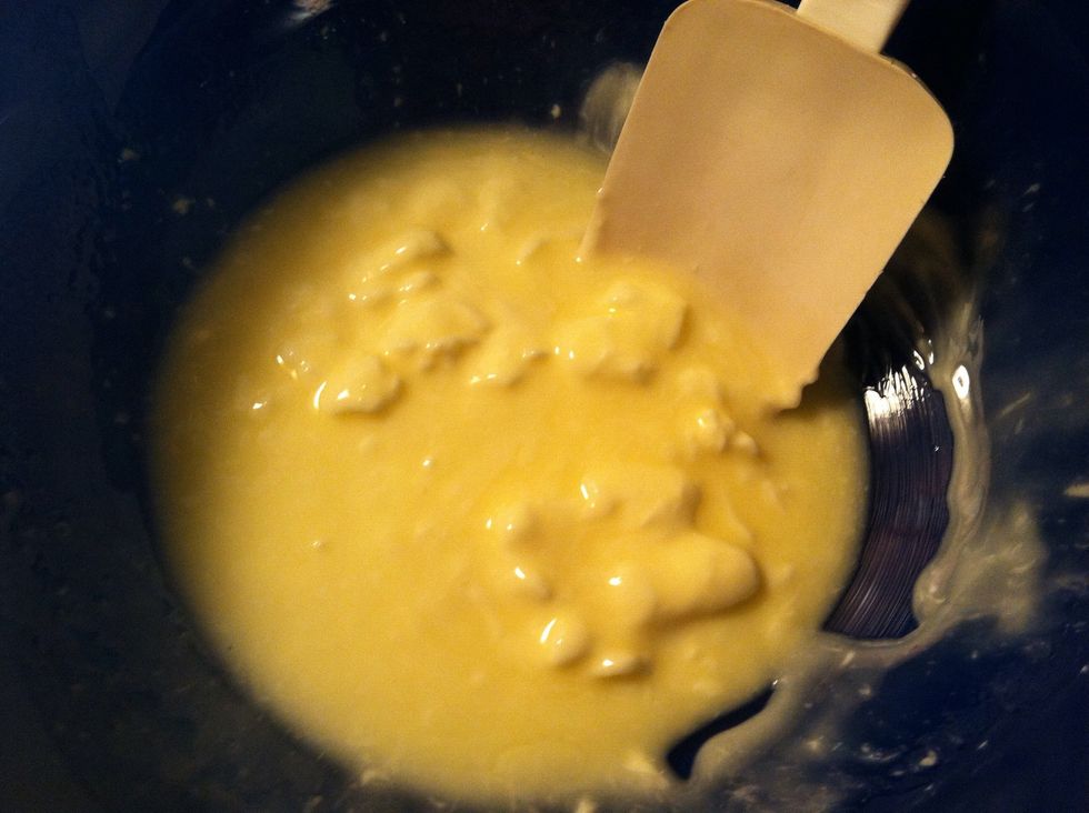 Use a butter knife to chunk the butter then pop it In the microwave for 30-45 seconds or until its soft enough to mix