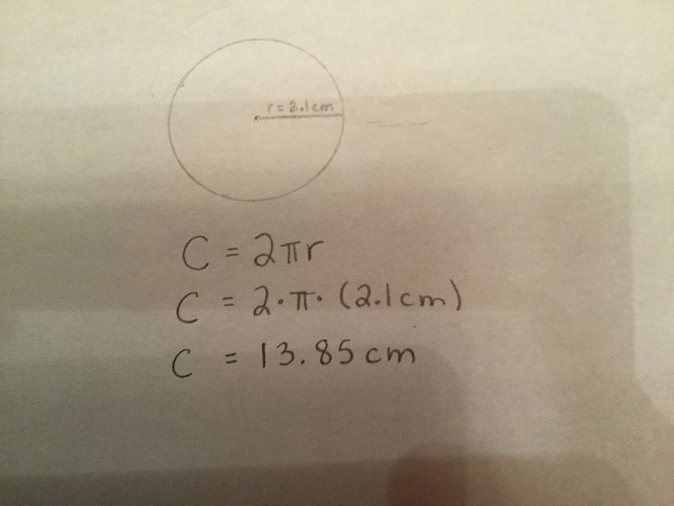 Use a calculator and multiply the numbers together to get the circumference.