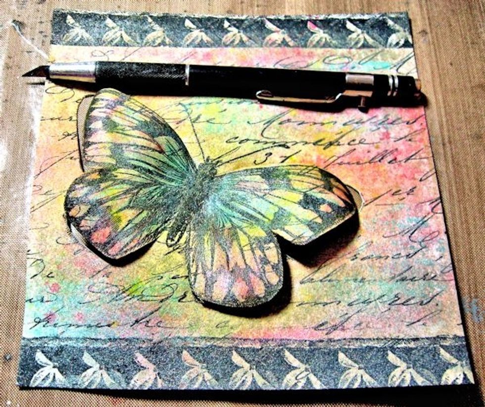 Use a craft knife to trace around  butterfly wings.  Just the wings, not the body! Spritz with water and shape with your fingers.  If you cut on a glass surface, it will cut like buttah!