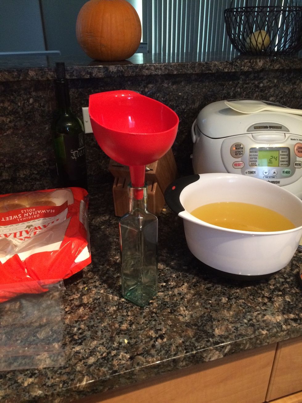 Use a funnel to pour the mixture into your bottles, then cap and chill before serving.