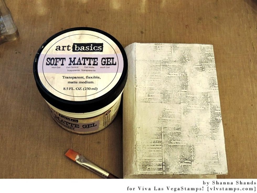 Use a gel medium to add the tissue paper to the paper mache.  I painted my book box with gesso first.