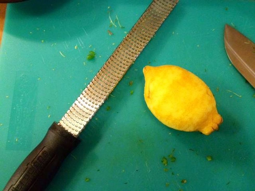 Use a good grater to take care of the lemon peel.