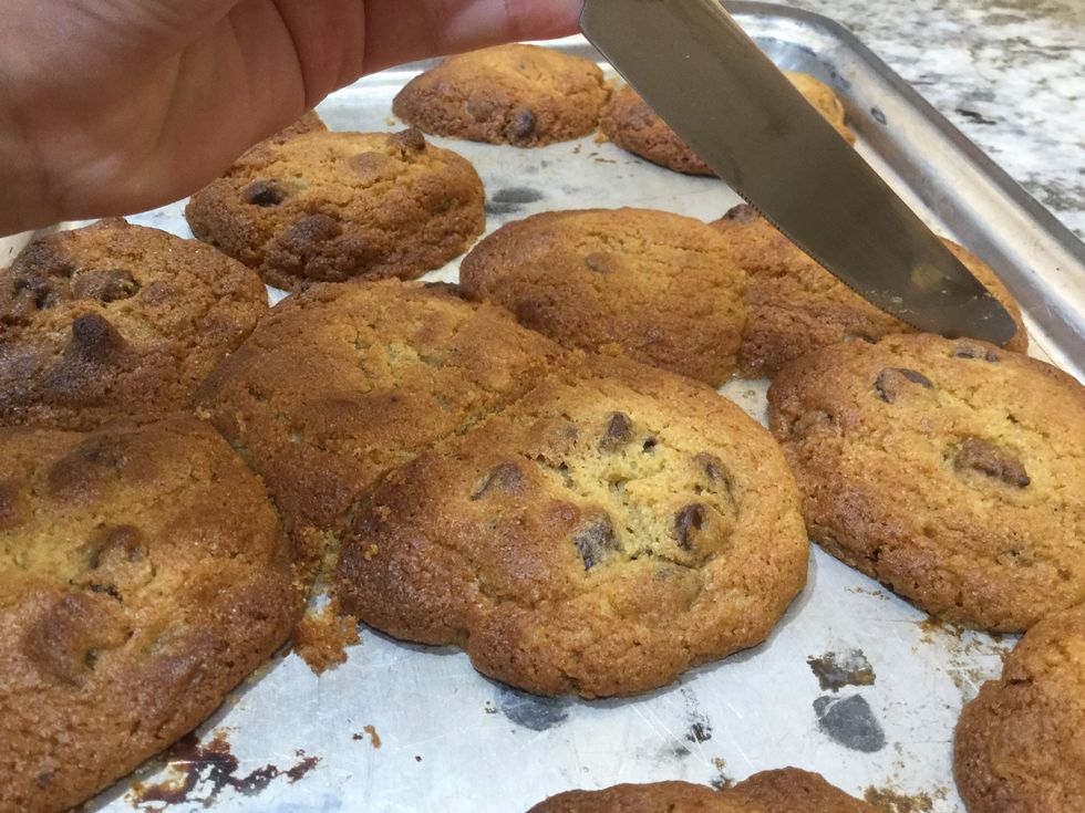 Use a knife and carefully cut through the cookies. \ud83d\ude0a