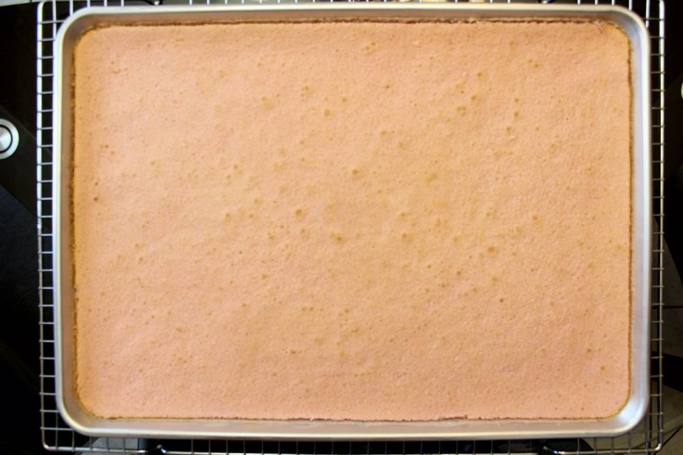 Use a knife to cut the cake along the edge/perimeter of the pan. This ensures that the cake comes out in one piece.