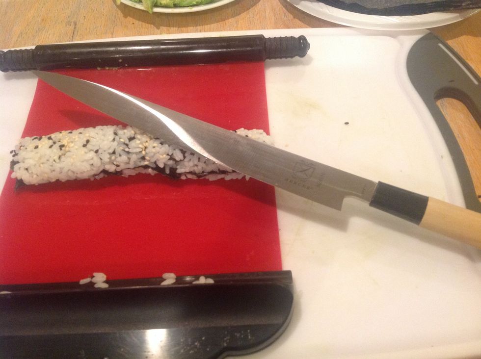 Use a knife to cut the roll