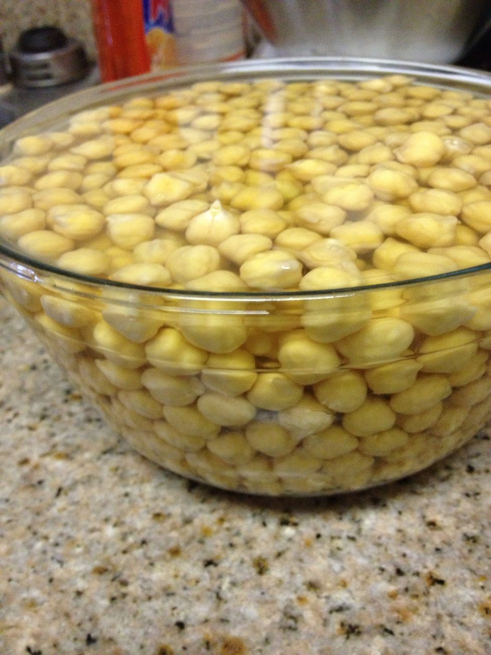 Use a large bowl -dried garbanzos double in size.                                                                      FYI: The Chickpea  is the most popular bean in the world.