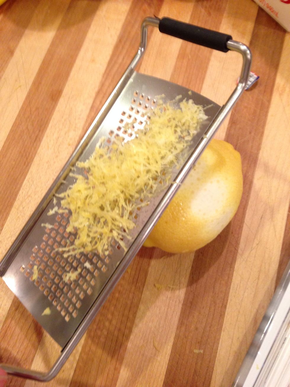 use a lemon zester (fine cheese grader works) to the outside of the lemon peel.