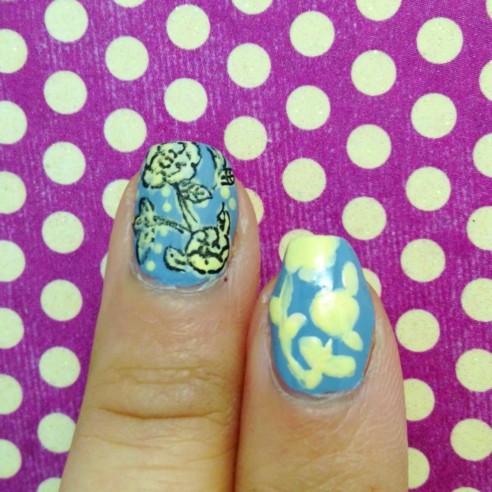 Use a lighter yellow and paint on top of it. This allow the color to pop out more.