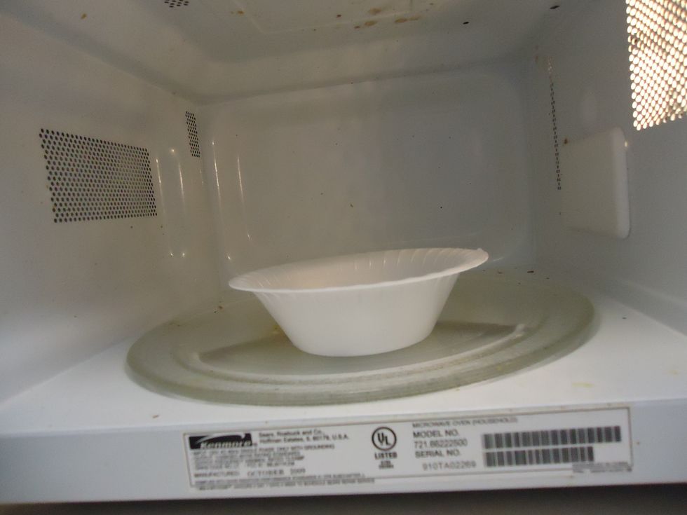 (Use a microwave safe bowl) Put the chocolate in the microwave for 90 seconds and check it every 30 seconds.