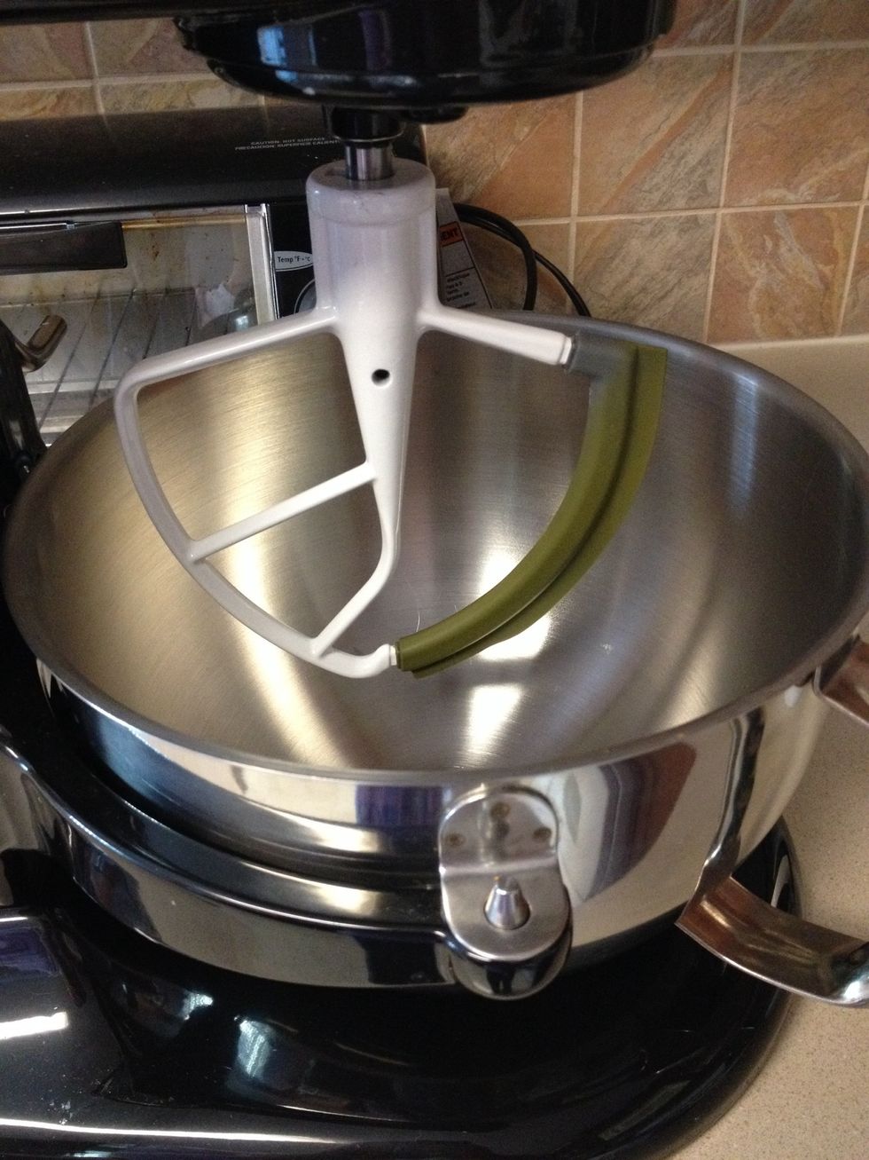 Use a paddle attachment of the mixer