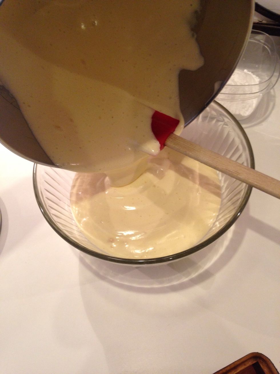 Use a rubber spatula to gently transfer the mixture to a mixing bowl.