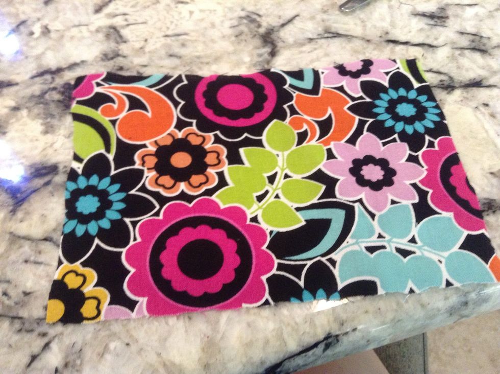 Use a ruler to cut a 8 by 6 Rectangle out of the fabric