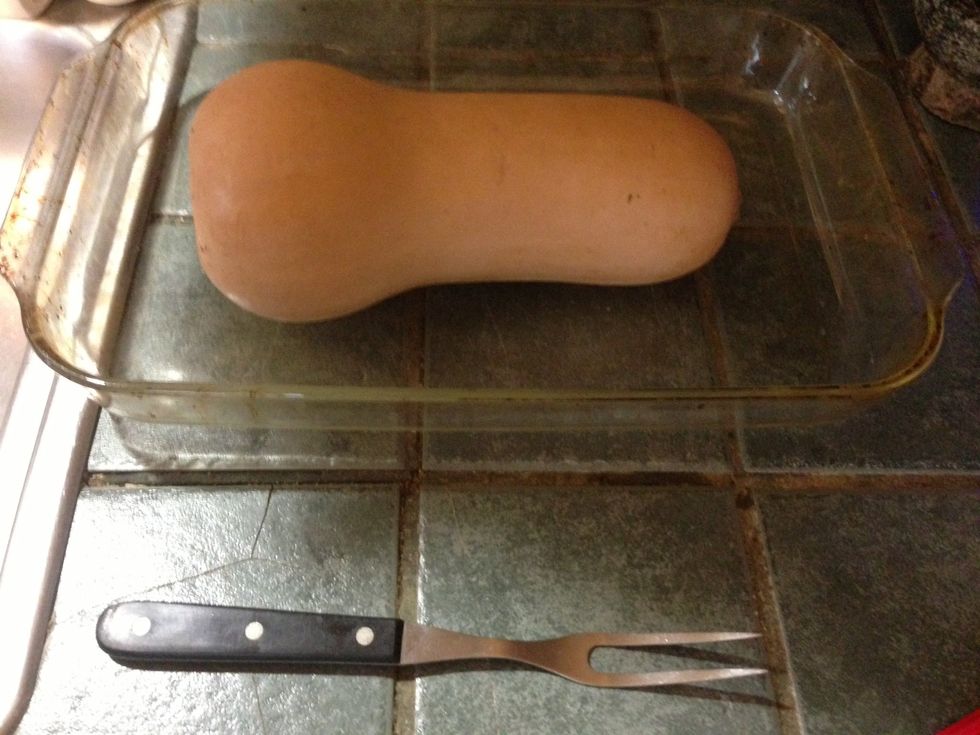 Use a sharp tool to poke holes in the butternut squash