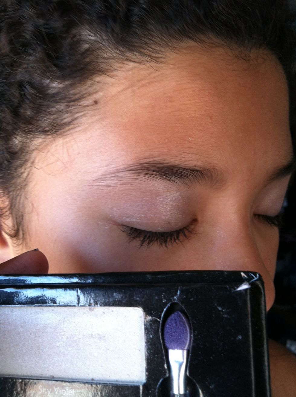 Use a  shimmery eyeshadow the one we are using is called shy Violet
