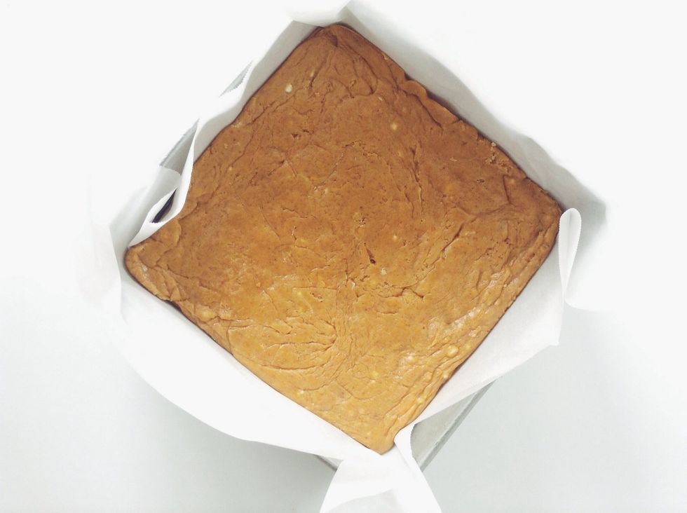 Use a silicon spatula or a piece of parchment to smooth It out over the top, this is the best mine got due to all the picture taking in between! Let it cool in a cool and dry place.